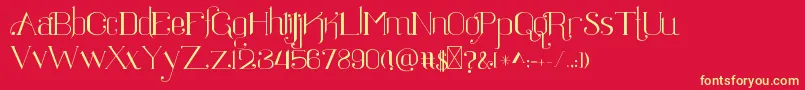 Ratigk-Schriftart – Gelbe Schriften auf rotem Hintergrund