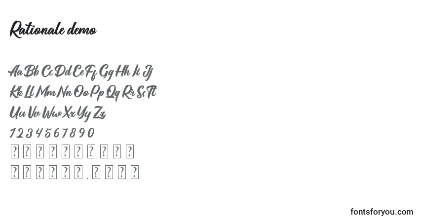 Czcionka Rationale demo – alfabet, cyfry, specjalne znaki