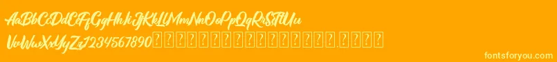 Rationale demo-Schriftart – Gelbe Schriften auf orangefarbenem Hintergrund
