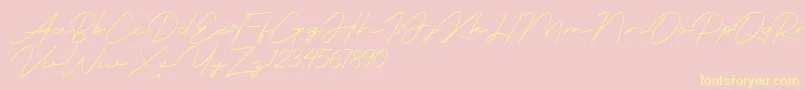 rationale-Schriftart – Gelbe Schriften auf rosa Hintergrund