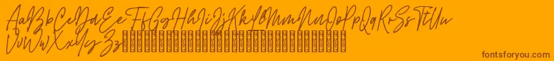 Rattem Hullax Demo-Schriftart – Braune Schriften auf orangefarbenem Hintergrund
