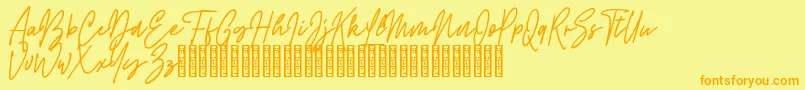 フォントRattem Hullax Demo – オレンジの文字が黄色の背景にあります。
