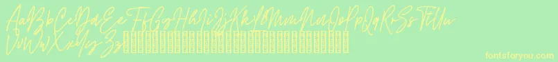 Rattem Hullax Demo-Schriftart – Gelbe Schriften auf grünem Hintergrund