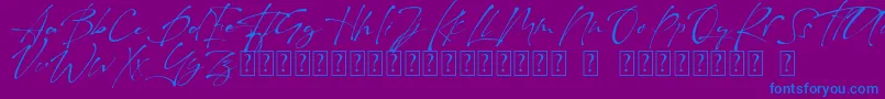 Raullina  Aguste-Schriftart – Blaue Schriften auf violettem Hintergrund