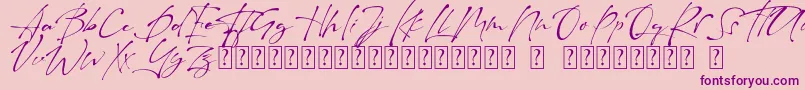 Raullina  Aguste-Schriftart – Violette Schriften auf rosa Hintergrund