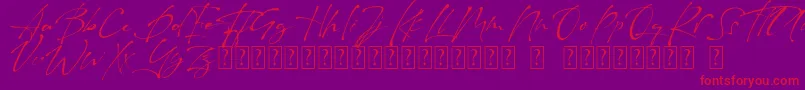 Raullina  Aguste-Schriftart – Rote Schriften auf violettem Hintergrund