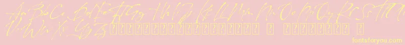 Raullina  Aguste-Schriftart – Gelbe Schriften auf rosa Hintergrund