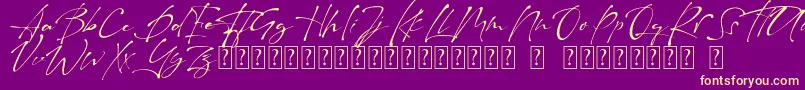 Raullina  Aguste-Schriftart – Gelbe Schriften auf violettem Hintergrund