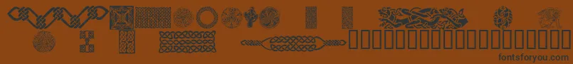CelticPatterns-fontti – mustat fontit ruskealla taustalla