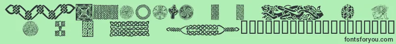 CelticPatterns-fontti – mustat fontit vihreällä taustalla