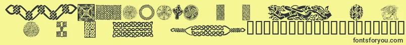 CelticPatterns Font – Black Fonts on Yellow Background