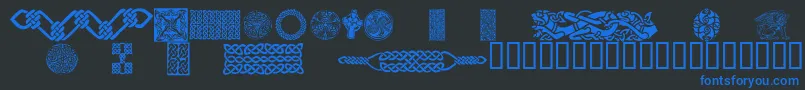 Шрифт CelticPatterns – синие шрифты на чёрном фоне