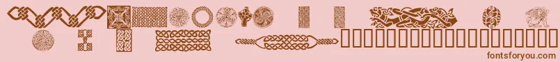 CelticPatterns-Schriftart – Braune Schriften auf rosa Hintergrund