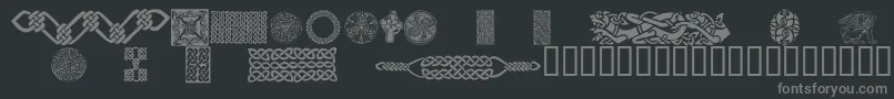 CelticPatterns-Schriftart – Graue Schriften auf schwarzem Hintergrund