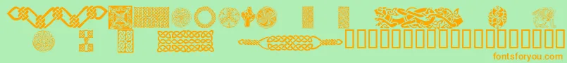 CelticPatterns Font – Orange Fonts on Green Background