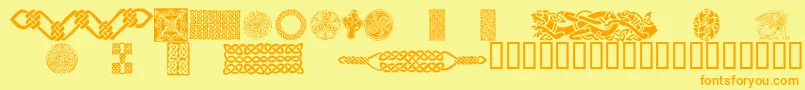 Fonte CelticPatterns – fontes laranjas em um fundo amarelo
