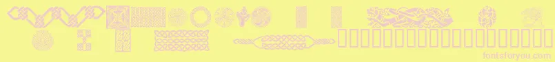 CelticPatterns-Schriftart – Rosa Schriften auf gelbem Hintergrund