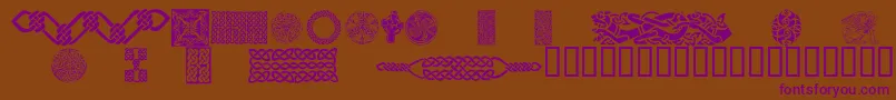 CelticPatterns-Schriftart – Violette Schriften auf braunem Hintergrund