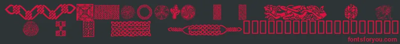 CelticPatterns Font – Red Fonts on Black Background