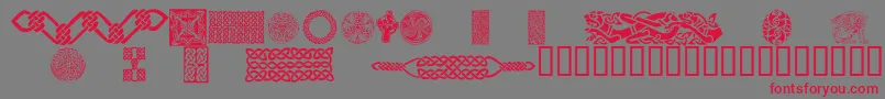 フォントCelticPatterns – 赤い文字の灰色の背景