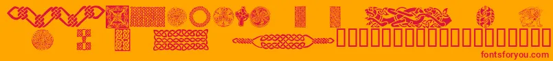 CelticPatterns Font – Red Fonts on Orange Background