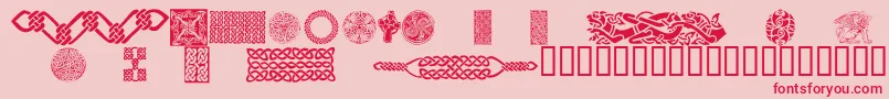 CelticPatterns Font – Red Fonts on Pink Background