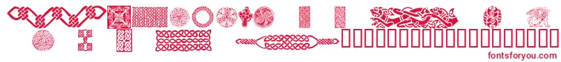 CelticPatterns Font – Red Fonts on White Background