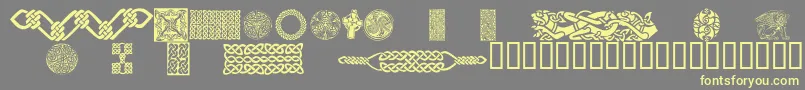 CelticPatterns-Schriftart – Gelbe Schriften auf grauem Hintergrund