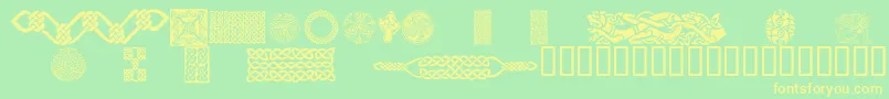 CelticPatterns Font – Yellow Fonts on Green Background