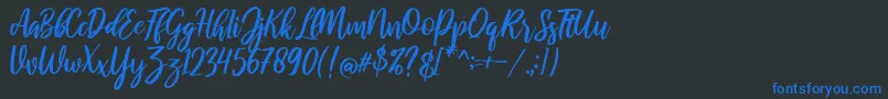 フォントraustila Regular – 黒い背景に青い文字