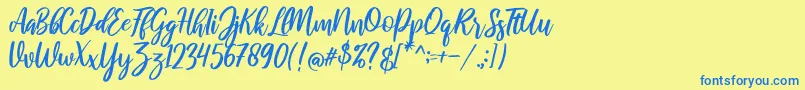 raustila Regular Font – Blue Fonts on Yellow Background