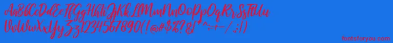 More about raustila Regular Font raustila Regular Font – Red Fonts on Blue Background