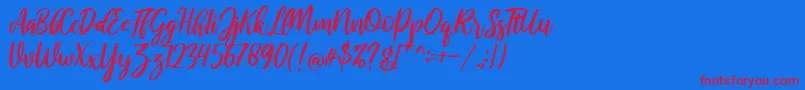 raustila Regular Font – Red Fonts on Blue Background