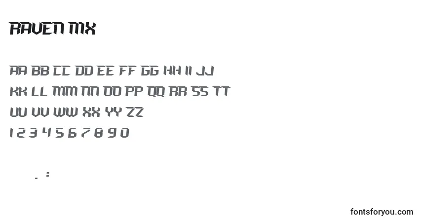 Schriftart RAVEN MX – Alphabet, Zahlen, spezielle Symbole