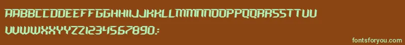 フォントRAVEN MX – 緑色の文字が茶色の背景にあります。