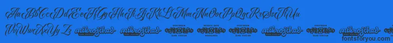 Raven Script DEMO Font – Black Fonts on Blue Background