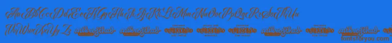 Raven Script DEMO Font – Brown Fonts on Blue Background