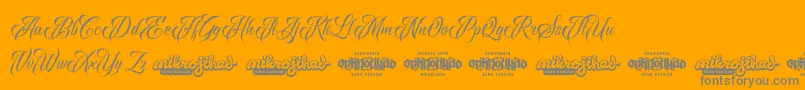 Raven Script DEMO-Schriftart – Graue Schriften auf orangefarbenem Hintergrund