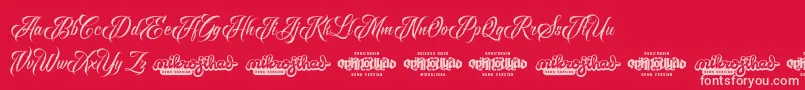 Raven Script DEMO-Schriftart – Rosa Schriften auf rotem Hintergrund