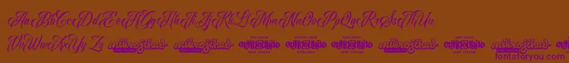 Raven Script DEMO Font – Purple Fonts on Brown Background