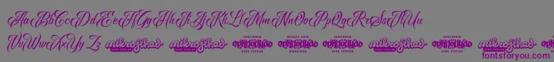 Raven Script DEMO-Schriftart – Violette Schriften auf grauem Hintergrund