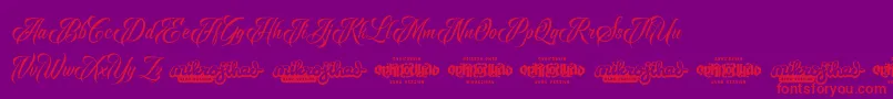 Raven Script DEMO Font – Red Fonts on Purple Background