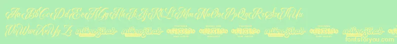 Raven Script DEMO Font – Yellow Fonts on Green Background