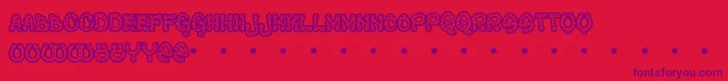 RAVEQ    Font – Purple Fonts on Red Background