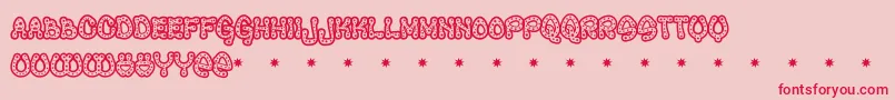 RAVEQ   -Schriftart – Rote Schriften auf rosa Hintergrund