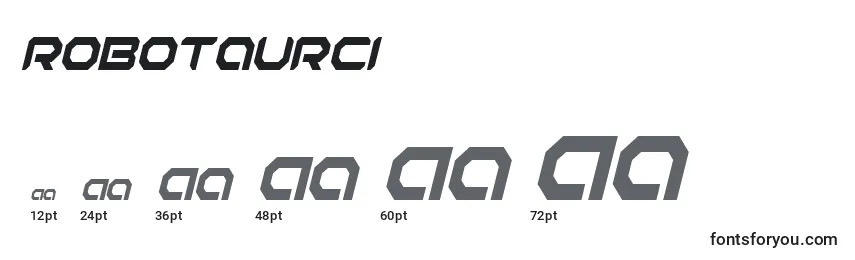 Размеры шрифта Robotaurci