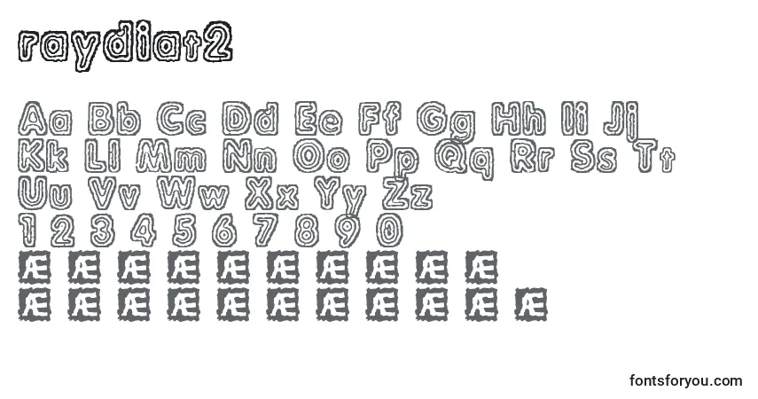 Schriftart Raydiat2 (138234) – Alphabet, Zahlen, spezielle Symbole