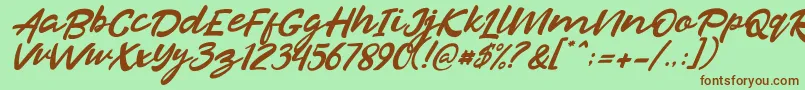 Fonte Razan Italic – fontes marrons em um fundo verde