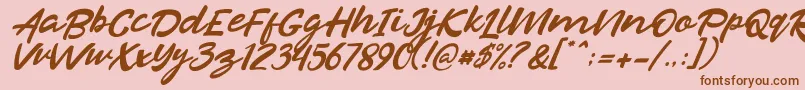 フォントRazan Italic – ピンクの背景に茶色のフォント