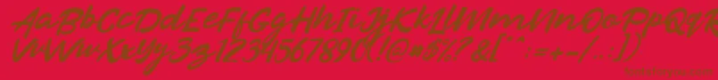 Fonte Razan Italic – fontes marrons em um fundo vermelho